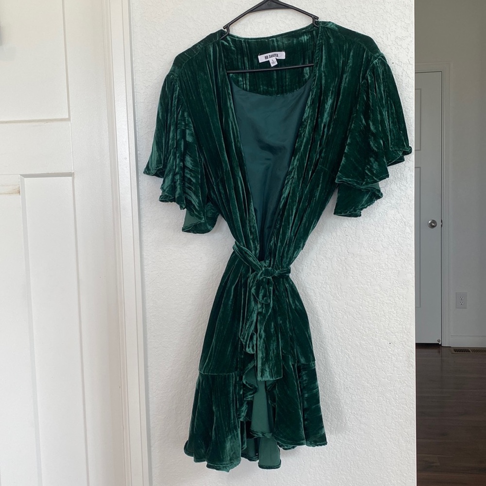 BB DOKATA GREEN VELVET DRESS